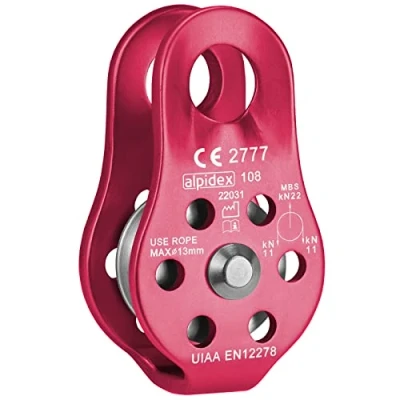 Imagen de ALPIDEX Polea De Reenvío 22 kN Fix Pulley para Cuerdas Textiles hasta 13 mm Diámetro EN12278, Color: Rojo