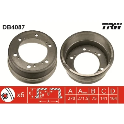 Imagen de TRW DB4087 Tambor de Freno 292 VOLKSWAGEN: LT 28 35 I Furgón