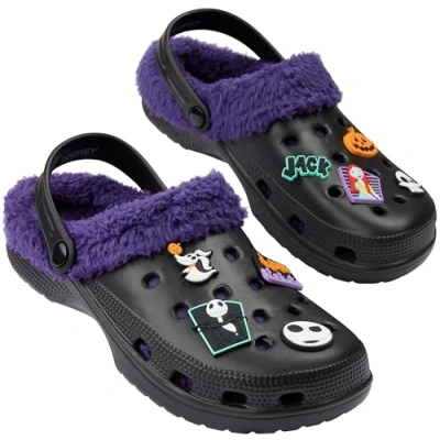 Imagen de Disney Stitch Zuecos Invierno Mujer con Forro Polar y Charms Extraíbles (Negro Jack Skellington, 39/40 EU)