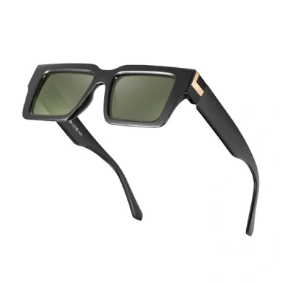 Imagen de JM Gafas de sol rectangulares polarizadas para hombres y mujeres cuadradas gruesas moda Protección UV400, Negro