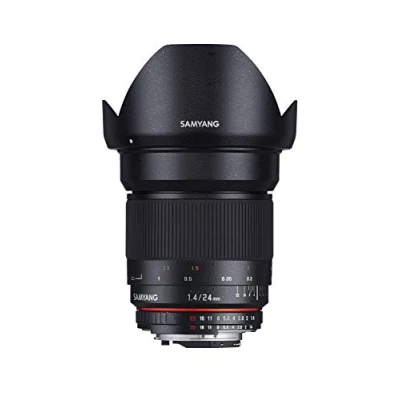 Imagen de Samyang F1110806101 Objetivo fotográfico DSLR para Sony E (Distancia Focal Fija 24mm, Apertura f/1.4 22 ED AS IF UMC, diámetro Filtro: 77mm), Negro
