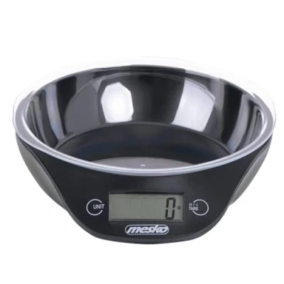 Imagen de Mesko MS3164 Báscula de Cocina Digital con Bol, Balanza Alimentos Alta Precisión, Peso Comida hasta 5 kg/ 11lb, Cuenco Extraíble, Pantalla LCD, Función Tara, Negro