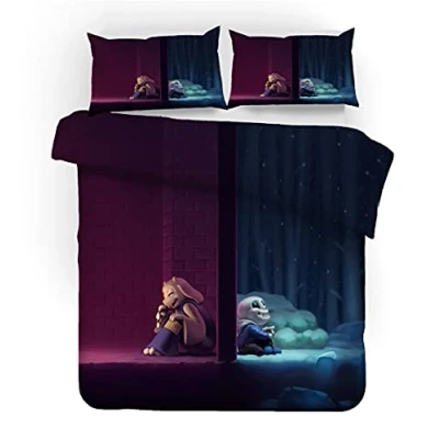 Imagen de EU VV Juego de Cama Game Undertale, Fundas Nórdicas Bohemias 1/2 Persona con Funda Almohada Cremallera Frisk Toriel ((150x200cm) 90,Undertale 04)