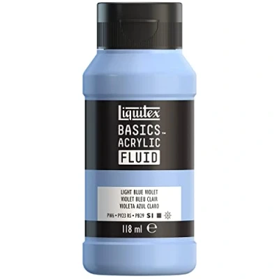 Imagen de Liquitex Basics Fluid Pintura acrílica de consistencia fluida, secado rápido, resistente a la luz, impermeable, acabado satinado permanente, bote 118 ml, violeta azul claro