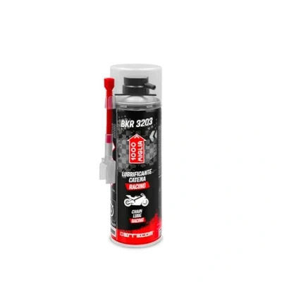Imagen de ERRECOM 1000 Miglia BKR 3203 Lubricante Cadena Moto Racing Alto Rendimiento, Resiste Altas Velocidades y Largas Distancias, Chorro Sin Salpicaduras,Huggie System+Extensión de 90,Bote Aerosol 500ml
