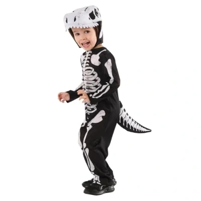 Imagen de Rubies Disfraz Dinosaurio Esqueleto para niños y niñas, Jumpsuit con cola capucha, Licencia Oficial, Dino Skeleton, Esqueletos Halloween, Carnaval, Fiestas Cosplay