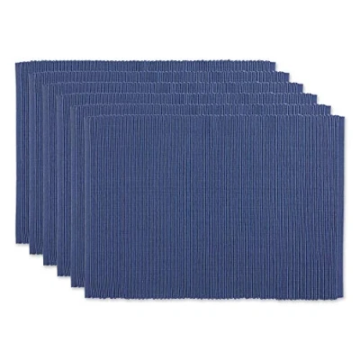 Imagen de DII Basic Everyday Juego de manteles Individuales Acanalados, 100% algodón, 13 x 19, Azul francés, 6 Piezas