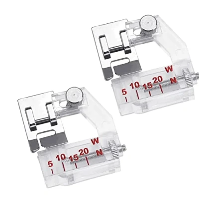 Imagen de Prensatelas para máquina de Coser,2 Piezas 5 a 20 mm encuadernación sesgo Ajustable Pie Regla Universal Costura vástago bajo presión,para Brother Singer Janome Kenmore