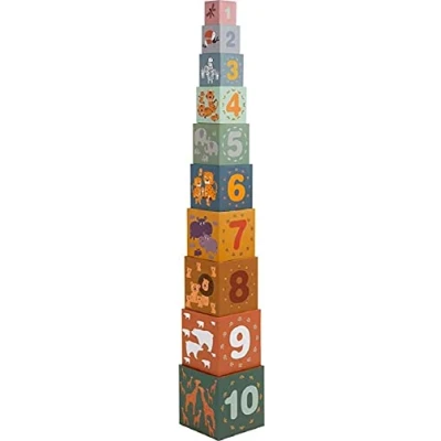 Imagen de Small Foot Cubos Safari, Juego de clasificación y apilar para Aprender a Contar, Partir 1 año,11957 Tiere, Tierwelt Toys, Multicolor,