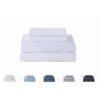 Imagen de Todocama Juego de Sábanas 4 Piezas 5003 Sábana Bajera Ajustable Encimera Dos Fundas Almohada 50x80cm. (Cama 180x190/200 cm, Blanco)