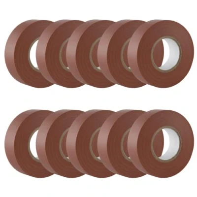 Imagen de GTSE Cinta aislante marrón de 19 mm x 20 m para instalaciones eléctricas Autoadhesiva y resistente proteger, agrupar reparar cables 10 Rollos