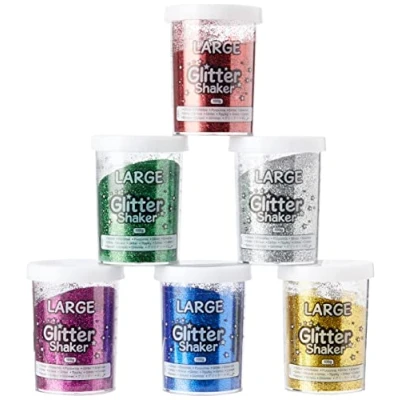 Imagen de Baker Ross Agitadores Jumbo Glitter (paquete de 6) para niños: adhesivo reluciente, ideal la fabricación en aulas, escuelas y centros preescolares