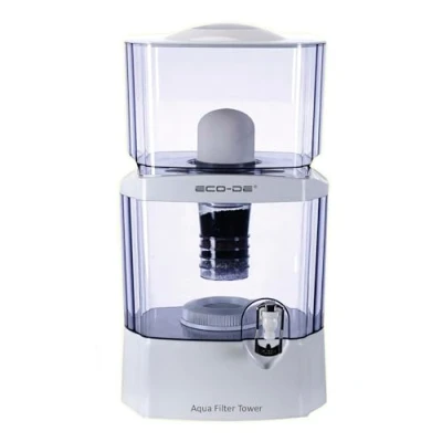 Imagen de ECODE® Torre Jarra de agua Purificadora, Dispensador filtrada, 8 sistemas filtrado, filtro cerámico, carbon, piedras naturales, Aqua Filter Tower