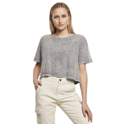 Imagen de Build Your Brand Ladies Acid Washed Cropped tee Camiseta, Mujer, Grey Black, XL
