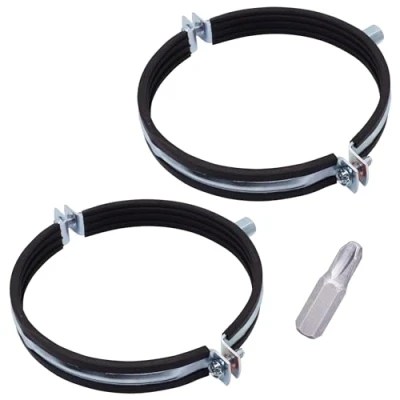 Imagen de SKIR&#039;CO (2 unidades) soportes de tubo con revestimiento goma para tubos 138 a 142 mm, abrazaderas tubería, tubería montaje en pared y techo