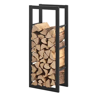 Imagen de [en.casa] Soporte para leña 40 x 100 25 cm Estante de Acero Negro