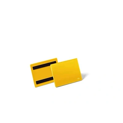 Imagen de Durable 175604 Portaetiquetas magnético de identificación (para etiquetas y documentos en el paisaje A6), paquete 50, amarillo