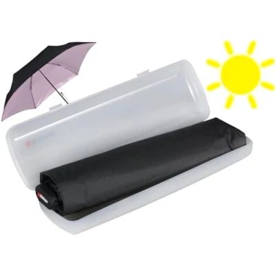 Imagen de Knirps Paraguas de bolsillo US.050 Ultra Light Slim Manual con protección UV y calor en estuche negro rosa