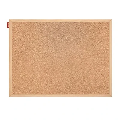 Imagen de Memobe Tablón de anuncios corcho 120 x 90 cm con marco madera Placa para colgar fotos, notas, pared corcho, superficie natural, tablero