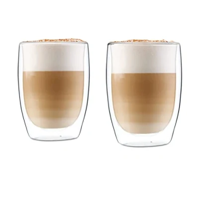 Imagen de GLASWERK Vasos de Café Latte Macchiato (4 x 330 ml), tazas Cristal Doble Pared Borosilicato, Grandes, Térmicos aptos Lavavajillas, Juego 4