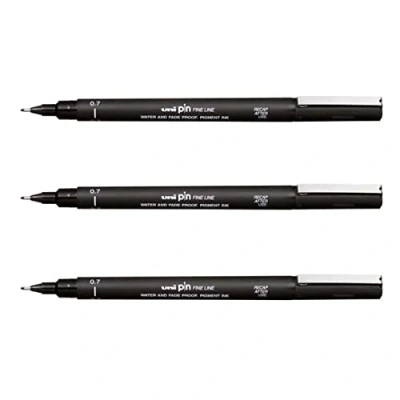 Imagen de Uni Ball Pin Rotulador de Dibujo Fineliner Ultra Fino Línea Marcador 0.7mm Tinta Negra Paquete 3]