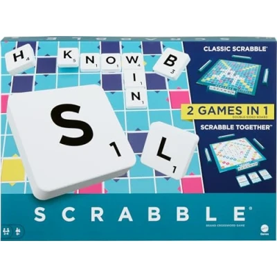 Imagen de Mattel Games Scrabble Dos en Uno Versión Inglés HWD43