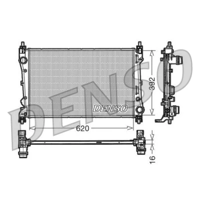 Imagen de DENSO DRM09113 Radiador, refrigeración del motor Aluminio 620 392 16 FIAT: Doblo II Furgón / Familiar, Familiar