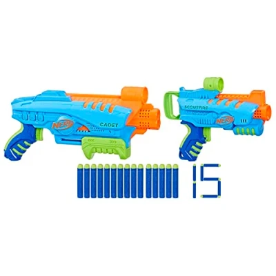 Imagen de Nerf Elite Junior Kit de Inicio 2 lanzadores fáciles Usar 15 Dardos para Juegos Exteriores A Partir 6 años