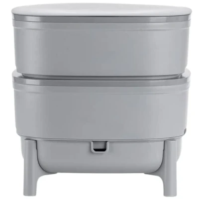 Imagen de Vermicompost para La Cocina y El Balcón Wormbox Que Se Asemeja a Turba Cubo de Diseño Hecho Plástico 100% Reciclado Volumen 30 litros, Gris