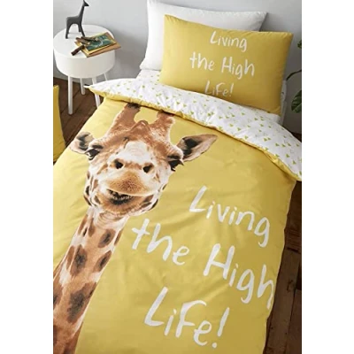 Imagen de Catherine Lansfield Juego de Funda edredón Reversible con Almohada, diseño Jirafa, Color Amarillo