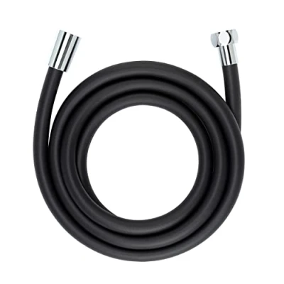 Imagen de WENKO Flexo para Ducha Design Negro Mate 175 cm Manguera de con protección contra torsión y aprobación Agua Potable