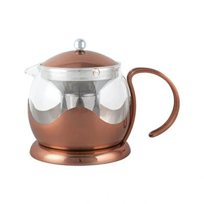Imagen de La Cafetière Tetera de vidrio con infusor hojas sueltas, 1,2 L, cobre