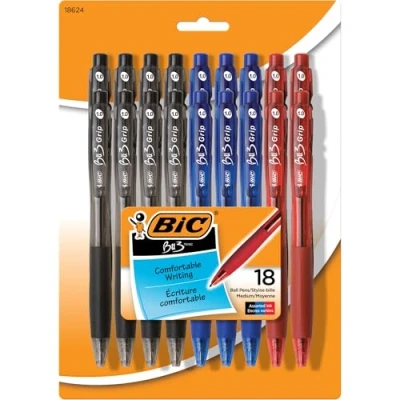 Imagen de BIC bu3 Grip Ball Pen, Medium Point (1.0 mm), Assorted, 18 de Count by