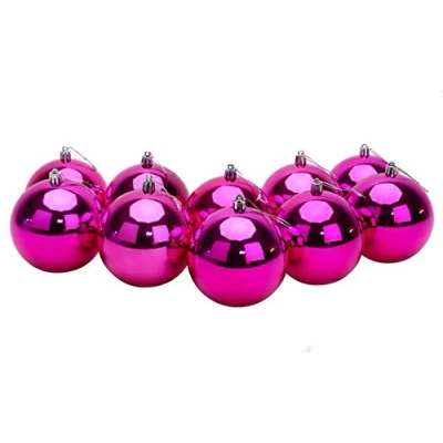 Imagen de Toyland® 10 Adornos navideños de Color Extra Grande 100 mm Decoraciones para árboles Navidad (Rosa Caliente)