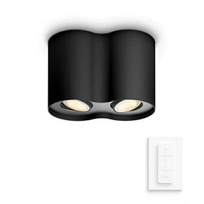 Imagen de Philips Hue Lámpara Inteligente, Pillar, Foco LED Luz Blanca d eCálida a fría, Compatible con Alexa y Google Home, Color Negro