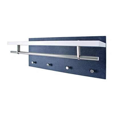 Imagen de HAKU Möbel Perchero de pared aspecto acero inoxidable, granito, blanco, MDF, metal Dim.: AN 75 cm x AL 30 P 26 cm, Estilo: Moderno