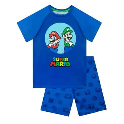 Imagen de Super Mario Pijama I Niños Gamer PJs Corto Azul 10 11 años