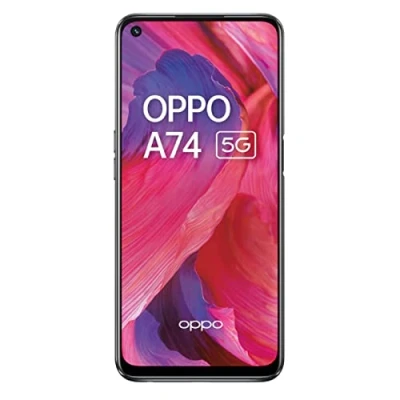 Imagen de OPPO A74 5G 6 GB RAM y 128 GB+ SIM Free Smartphone (pantalla de 6,5 pies, batería 5000 mAh, cámara cuádruple 48 MP, velocidad actualización 90 Hz) negro fluido
