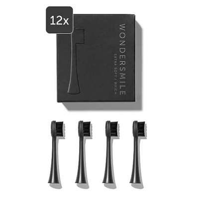 Imagen de Wondersmile Juego de 12 cepillos dentales sónicos repuesto Cabezales para (Soft, Ultimate Black)