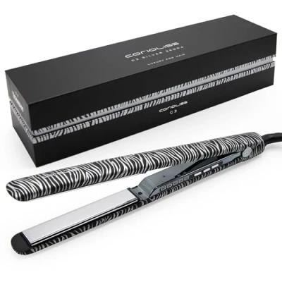 Imagen de Corioliss C3 Plancha del pelo Profesional Placas extralargas de titanio Alisado y Ondas Temperatura ajustable 135º 235º Calentamiento 20 seg Con funda Viaje Zebra Silver