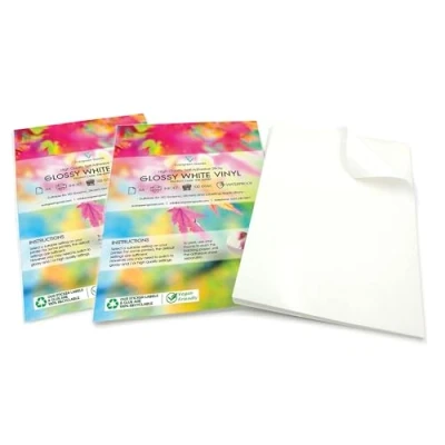 Imagen de Evergreen Goods 40 hojas de etiquetas adhesivas vinilo blanco brillante, A4, impermeables, imprimibles, autoadhesivas, compatibles con Cricut y Silhouette