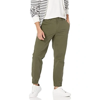 Imagen de Amazon Essentials Pantalones Chinos Estilo chándal de Corte Ajustado Hombre, Verde Oliva, S
