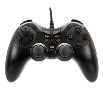 Imagen de Konix Mando Drakkar Battle Axe con cable para PC, juegos y sobremesa, conexión USB, de 1,8 m, color negro