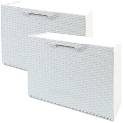 Imagen de Pack de 2 zapateros en polipropileno color blanco ACABADO RATTAN