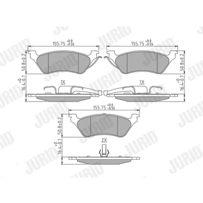Imagen de JURID 572505J Juego de pastillas freno no preparado para indicador desgaste sin accesorios CHRYSLER: Voyager 4, Grand IV
