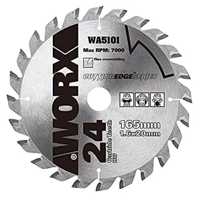 Imagen de WORX WA5101 EXACTRACK Hoja de corte madera TCT, 165 mm, color plateado