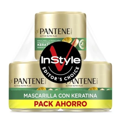 Imagen de Pantene Pro V Suave Y Liso Mascarilla Protectora De Keratina 3X300ml Para Pelo Encrespado Seco. Hasta 72H Brillante En Un Solo Uso