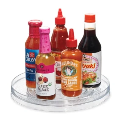 Imagen de iDesign Plato giratorio para la cocina, organizador de armarios grande plástico libre BPA, especiero guardar especias y tarros en despensa, transparente, 28cm