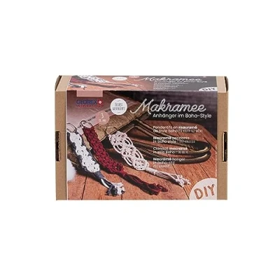 Imagen de Glorex 5100902 Kit de manualidades macramé para crear 3 colgantes estilo boho hechos por uno mismo
