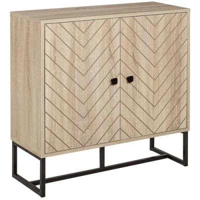 Imagen de HOMCOM Aparador de Cocina Armario Buffet con 2 Puertas y Estantes Almacenaje para Comedor Salón Dormitorio Estilo Moderno 80x29,5x80 cm Madera Natural Negro